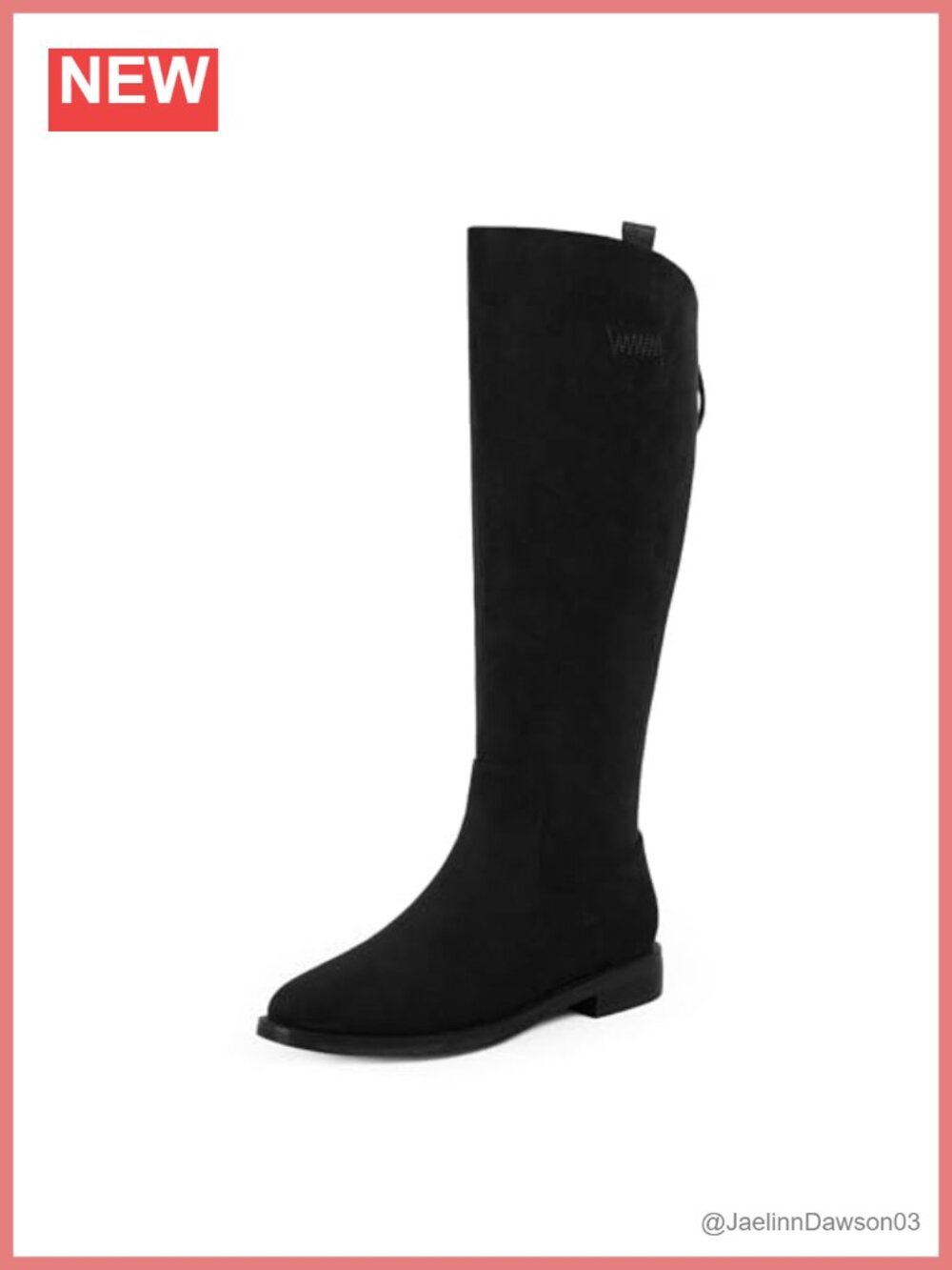 Women's Knee High Boots Round Toe Faux Leather Low Chunky Heel Riding Shoes